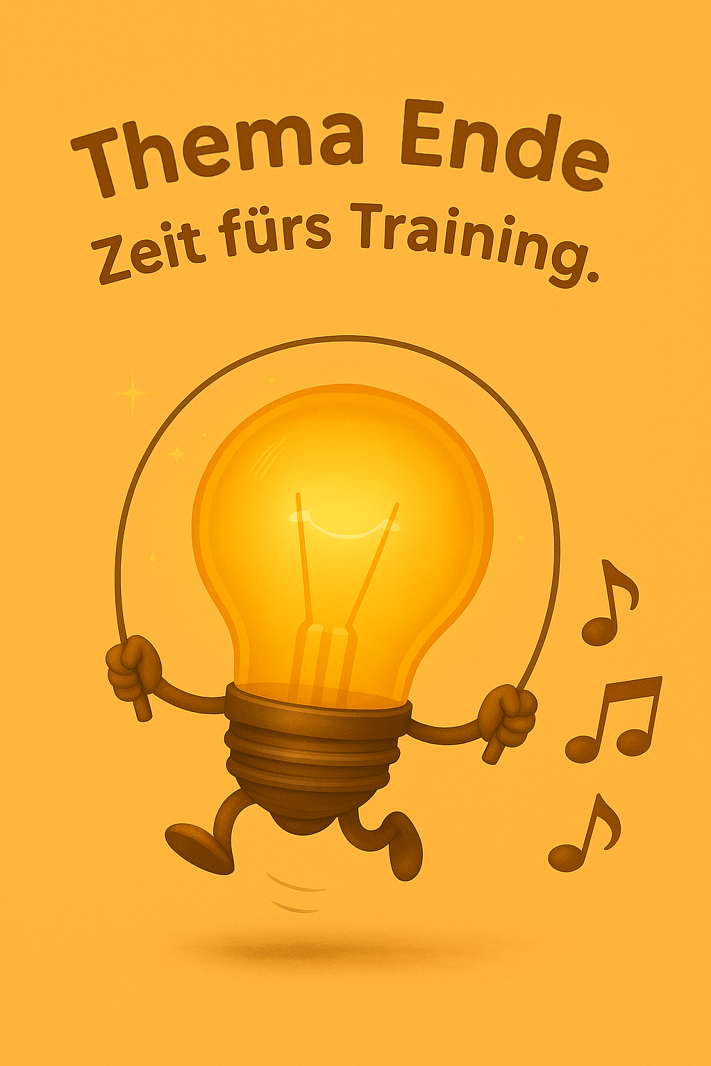 Glühbirne springt Seil und singt... "Zeit fürs Gesangstraining" 