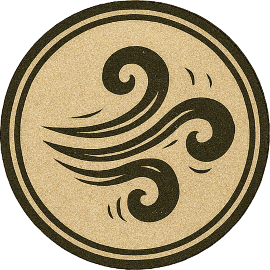 Symbolisierte Luftwirbel als Zeichen für Atemfluss und Steuerung beim Singen