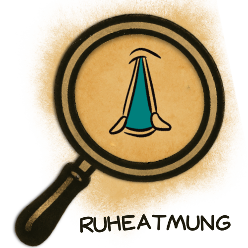 Illustration einer Lupe mit Stimmbändern während der Ruheatmung, für Singnastics Stimmbildung.