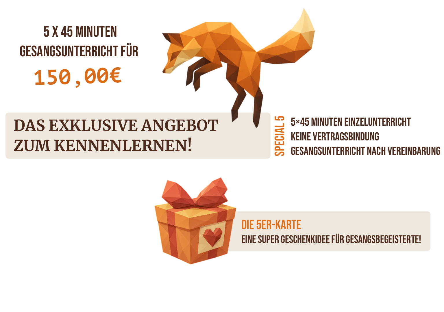 5x45 Minuten Gesangsunterricht für 150 Euro – Gesangsunterricht zum Kennenlernen bei Singnastics