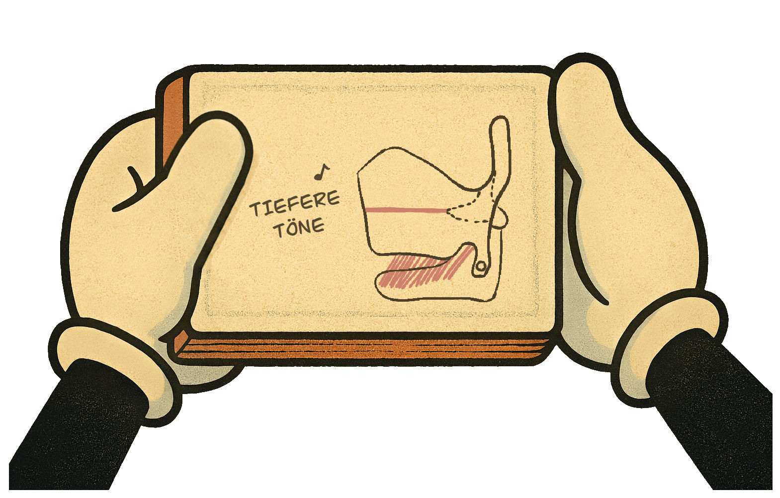 GIF zeigt den Vergleich zwischen neutraler und gekippter Schildknorpel-Position.